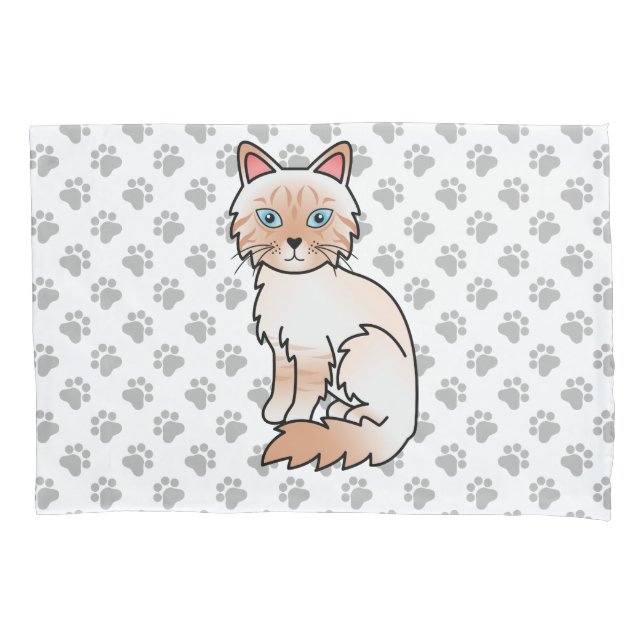 Housse D'oreillers Birman / Ragdoll tigré pointe rouge Chat & Pattes  (devant)