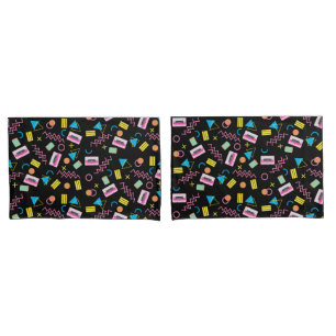 Housse D'oreillers Black Colorful Eighties 80's Retro Motif