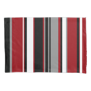 Housse D'oreillers Black, Gray Red and White Stripes