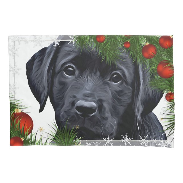 Housse D'oreillers Black Lab Christmas - Chien mignon Chien Chien Chi (devant)