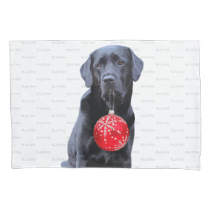 Housse D'oreillers Black Lab Joyeux Noël - adorable chien du Labrador