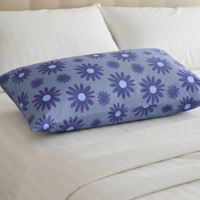 Housse D'oreillers Bleu (pillow case with blue flower pattern)