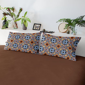 Housse D'oreillers Bleu Beige Taupe Dark Tribe Brown Art