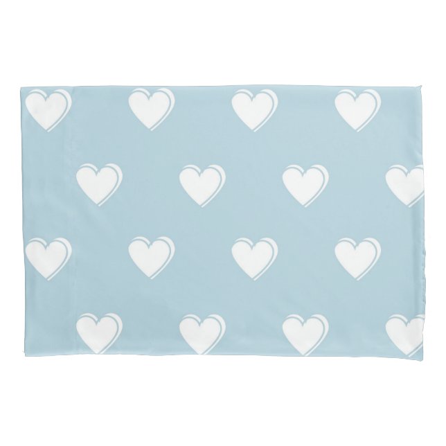 Housse D'oreillers Bleu blanc mignon simple Motif de coeur (devant)