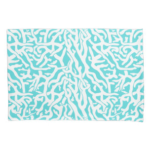 Housse D'oreillers Bleu blanc nautique de motif de récif coralien de