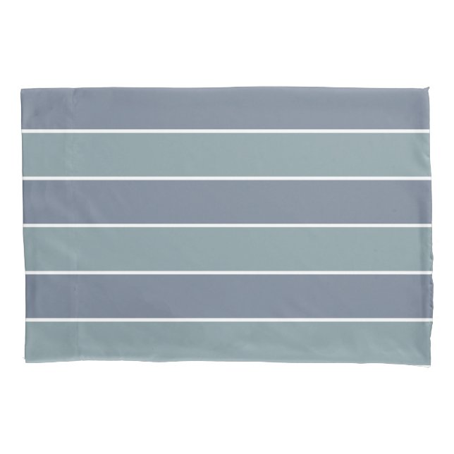 Housse D'oreillers Bleu bleu moderne rayures vertes (devant-gauche)