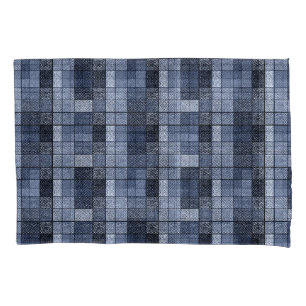 Housse D'oreillers Bleu, denim, tartan, plaid.