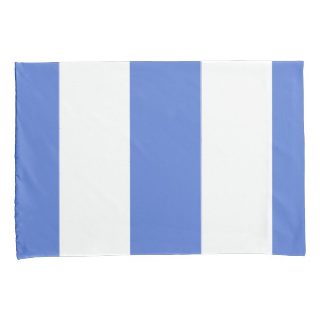 Housse D'oreillers Bleu et blanc Bande verticale large (devant-Droit)