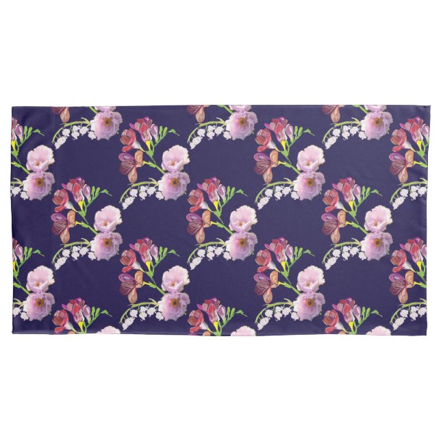 Housse D'oreillers Bleu floral (devant-gauche)