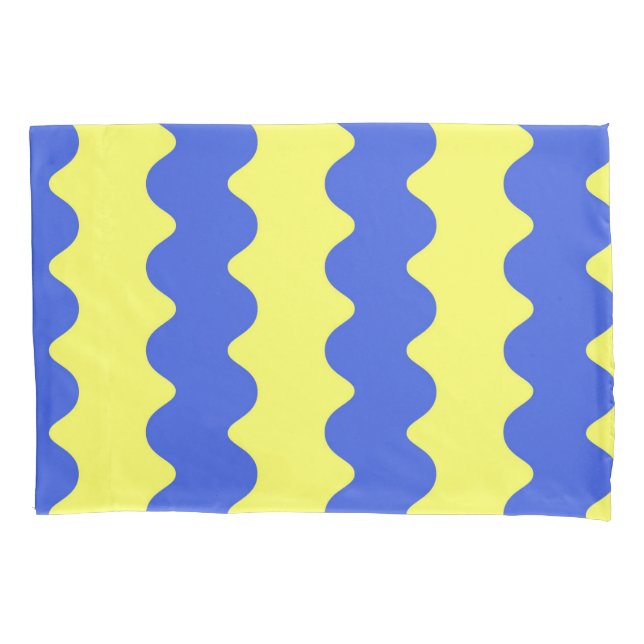 Housse D'oreillers Bleu Lime Wavy Stripe Moderne Accent Literie (devant)