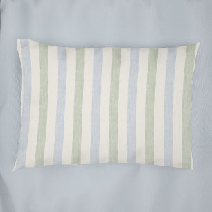 Housse D'oreillers Bleu pastel Vert sauge Rayure Boho Maison de campa