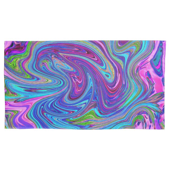 Housse D'oreillers Bleu, rose et violet Super Art rétro Abstrait (devant-gauche)