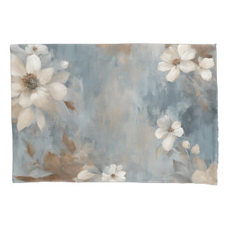 Housse D'oreillers Bleu rustique Brown Cream Ferme Floral