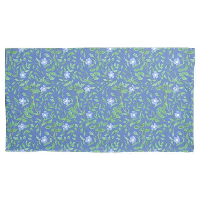 Housse D'oreillers Bleu vert Pervent motif floral sur Royal bleu (devant-gauche)