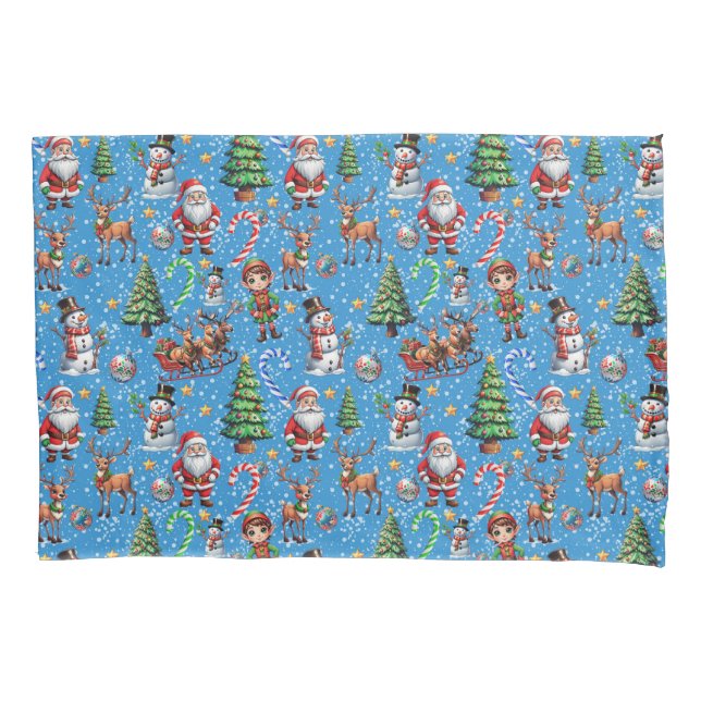 Housse D'oreillers Blue Background Christmas Decorative Pattern (devant)