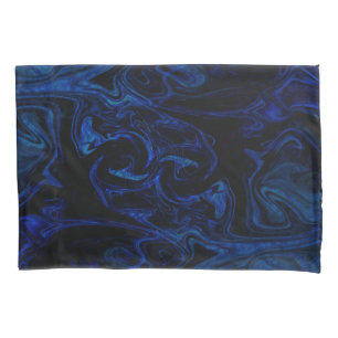 Housse D'oreillers Blue Black Swirl Abstrait Smoky Cool