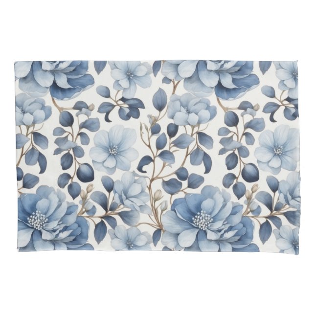 Housse D'oreillers  Blue Bloom Reverie – Floral Pillowcase (devant)