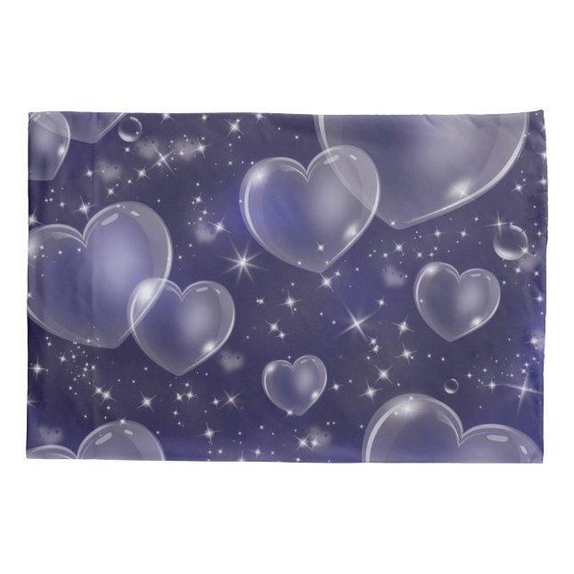 Housse D'oreillers Blue Bubble Hearts mignon Girly 90's Style Design (Dos)