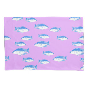 Housse D'oreillers Blue fish on lilac