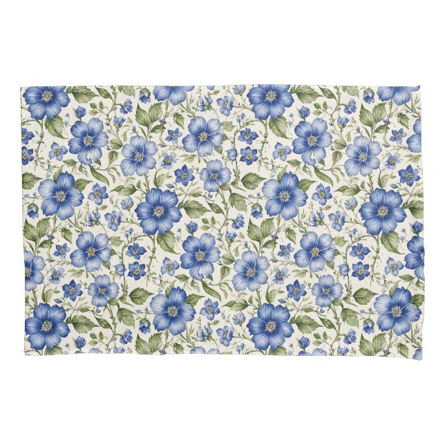 Housse D'oreillers Blue Forget-Me-Nots Fleece Florale (devant)