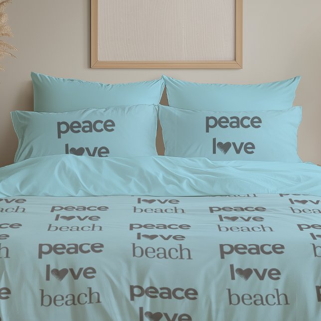 Housse D'oreillers Blue Peace Love Beach Reversible Coastal Set of 2 (Créateur téléchargé)
