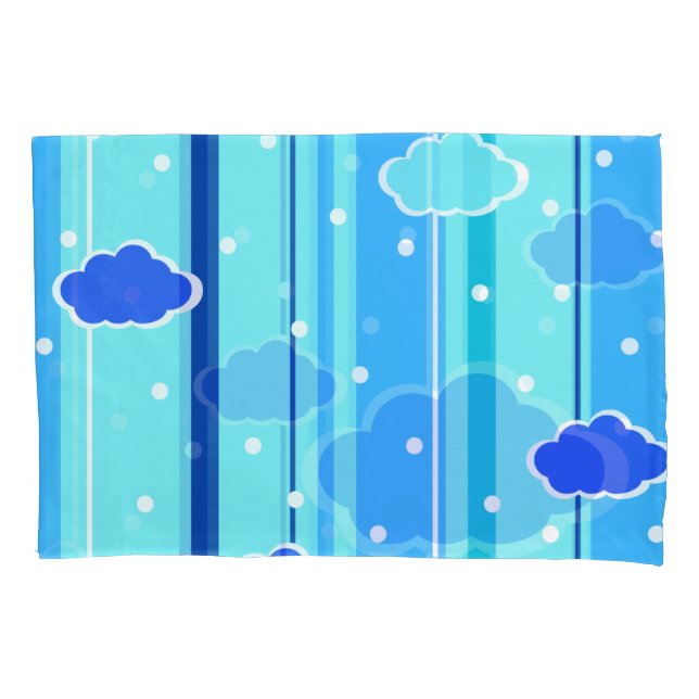 Housse D'oreillers blue strips clouds dots (devant)