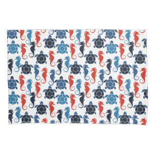 Housse D'oreillers Blue Tropical Ocean Turtle Seahores