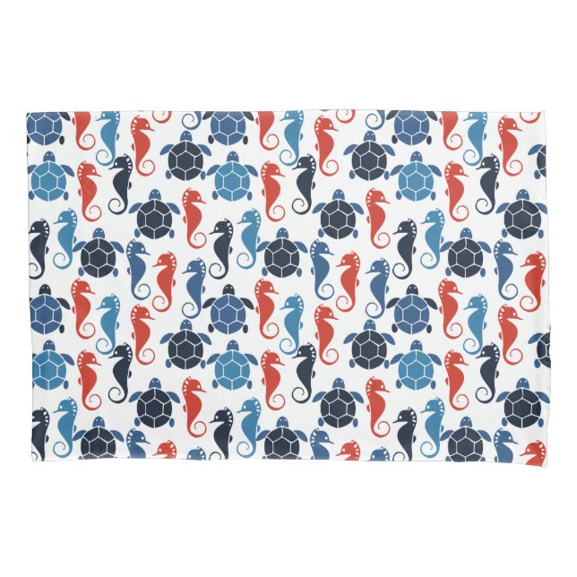 Housse D'oreillers Blue Tropical Ocean Turtle Seahores (devant)