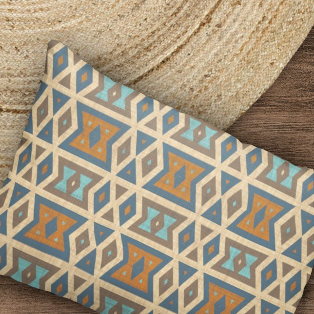 Housse D'oreillers Blue Turquoise Turquoise Orange Brown Tribal Motif (Créateur téléchargé)