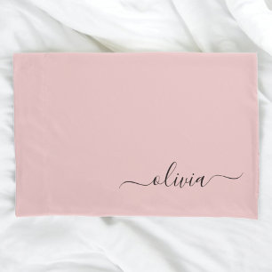 Housse D'oreillers Blush Dusty rose moderne Script Girl Monogramme No