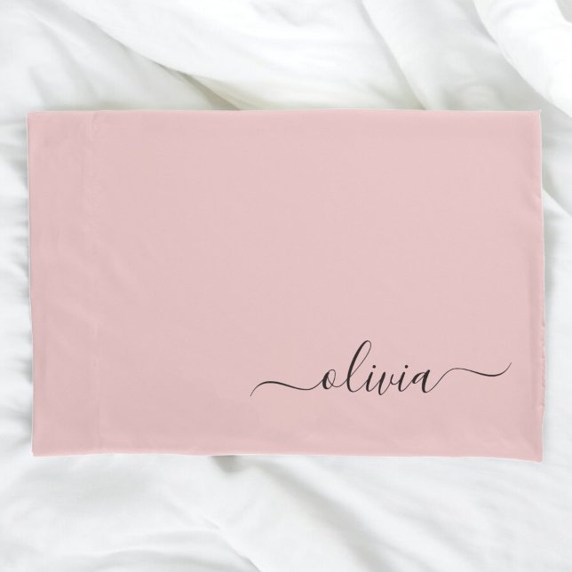 Housse D'oreillers Blush Dusty rose moderne Script Girl Monogramme No (Créateur téléchargé)