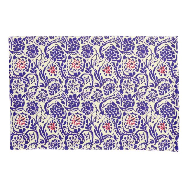 Housse D'oreillers Boho Blue Floral Abstrait (devant)