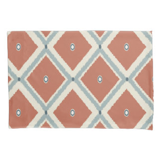 Housse D'oreillers Boho Chic Terracotta et Indigo Géométrique Ikat Pa