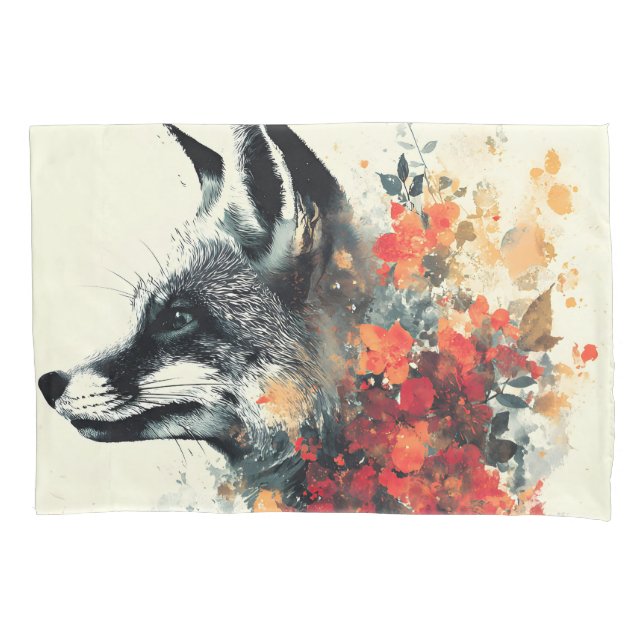 Housse D'oreillers Boho Floral Fox Faune Nature (devant)