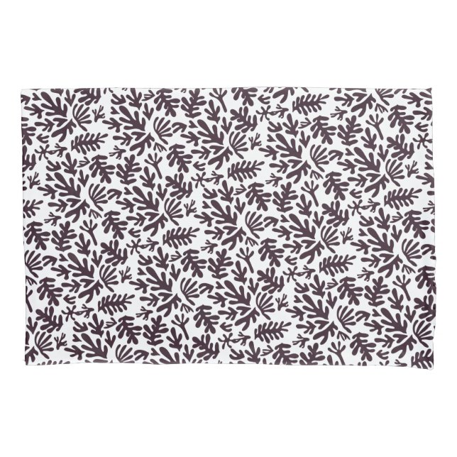 Housse D'oreillers Boho Matisse Formes botaniques Motif gris noir (devant)