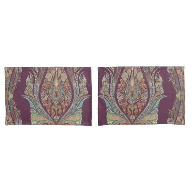 Housse D'oreillers BOHO Purple Paisley Tribal Inde Motif bohème (devant-Set)