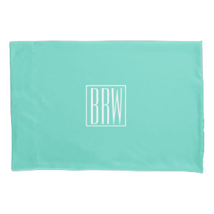 Housse D'oreillers Bold Modern   White on aqua