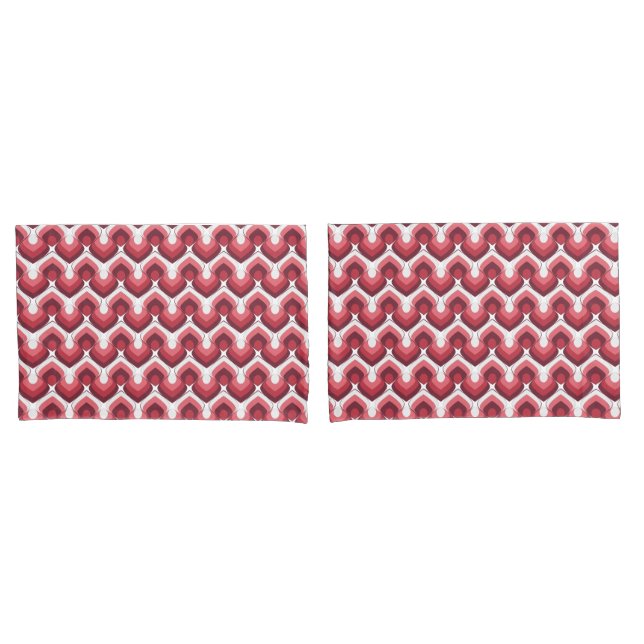Housse D'oreillers Bold Retro Modern Motif in Pinks (devant-Set)
