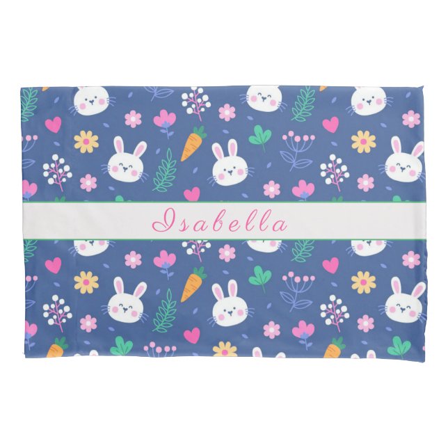 Housse D'oreillers Bonne Personnaliser Pâques blanc amour lapin (devant)