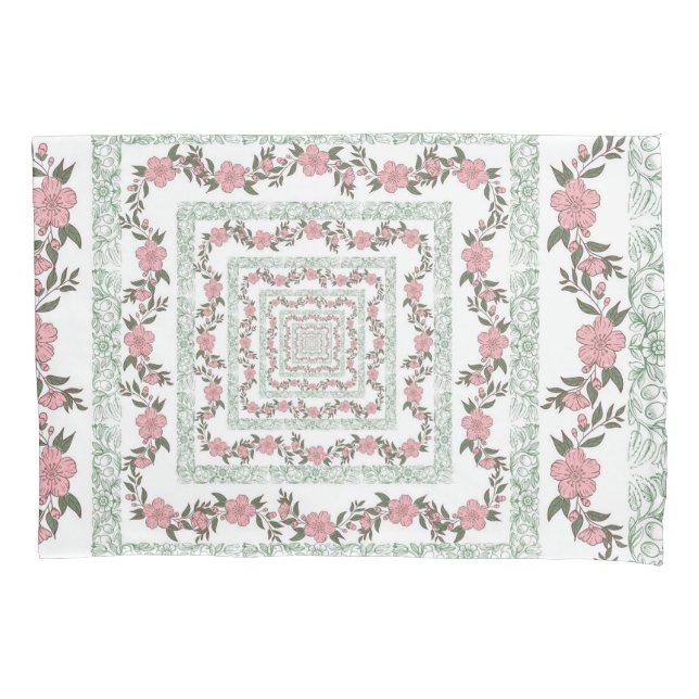 Housse D'oreillers Bordure rose verte Retro Y2K les années 70 Motif d (devant)