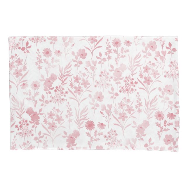 Housse D'oreillers Botanical Rose Gold Flowers White Pattern (devant-gauche)