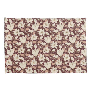 Housse D'oreillers Botanique Bourgogne Rouge Beige Lily Floral