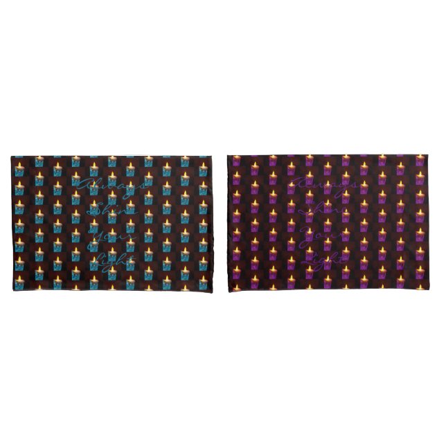 Housse D'oreillers Bougies violettes Bleues Motif Romantique (devant-Set)