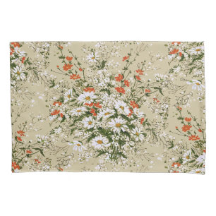 Housse D'oreillers Bouquet de pâquerettes sauvages à l'aquarelle vint