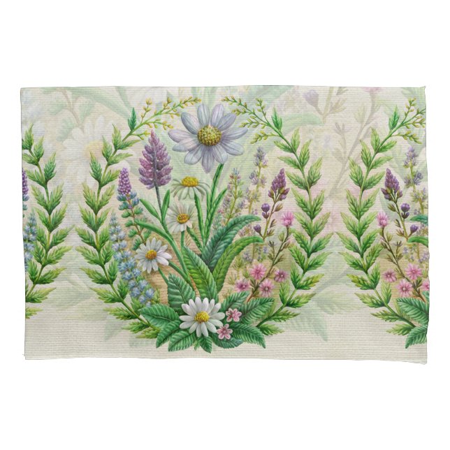 Housse D'oreillers Broderie du jardin de printemps Coussin Design Cha (devant)