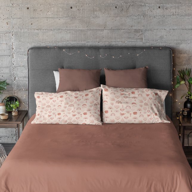 Housse D'oreillers Brouiller | Terracotta Boho Heart Motif à thème (Créateur téléchargé)