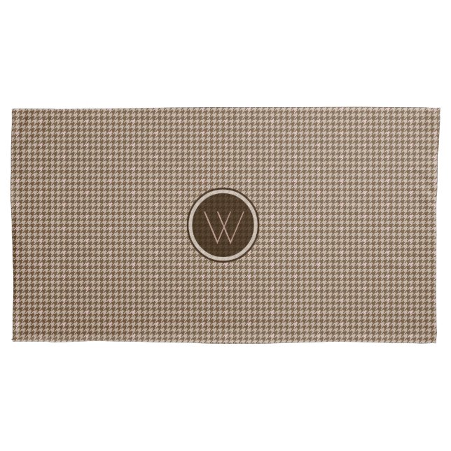 Housse D'oreillers Brown avec Rose Gold Houndstooth Coussin Coque (devant)
