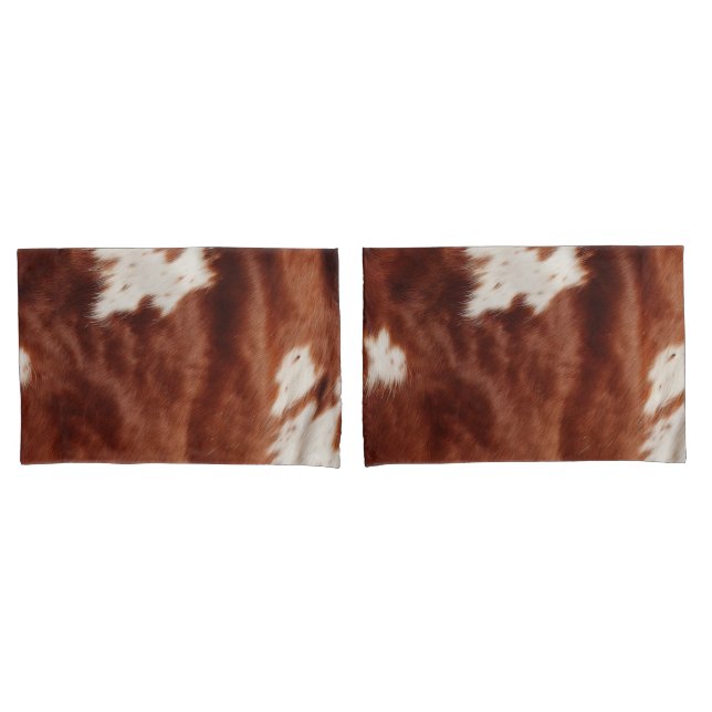 Housse D'oreillers Brown blanc Faux Cowhide (devant-Set)