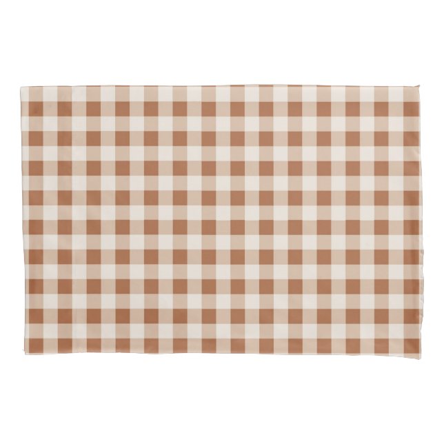 Housse D'oreillers Buffalo Brown Beige Plaid Décor Rustique (devant)
