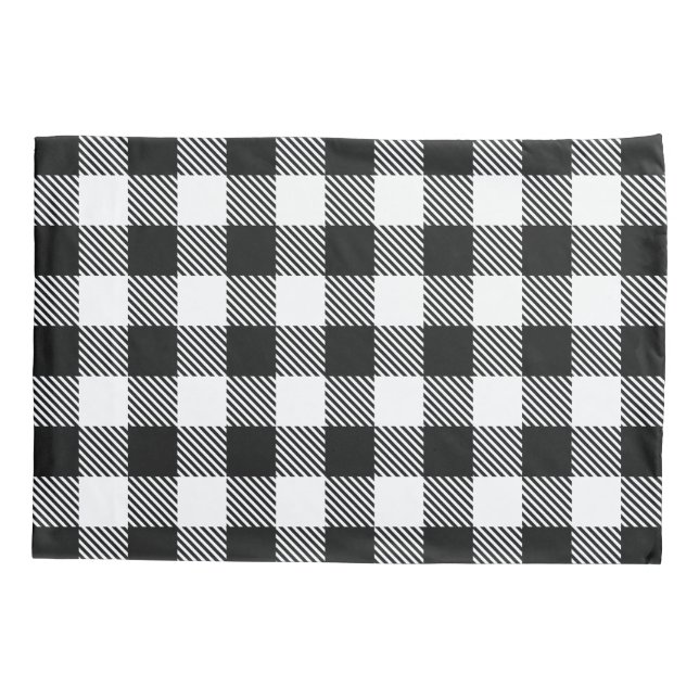 Housse D'oreillers Buffalo Check Plaid noir blanc (Dos)